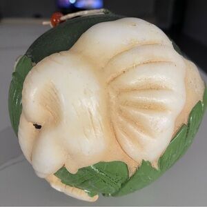 Vintage Elephant Candle chinoiserie green 7 palms
